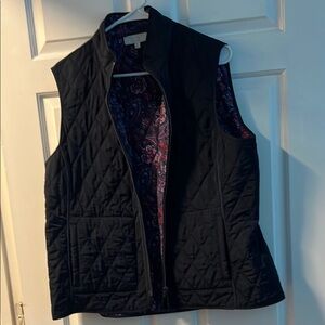 Talbots Navy Quilted Vest with Textured Design